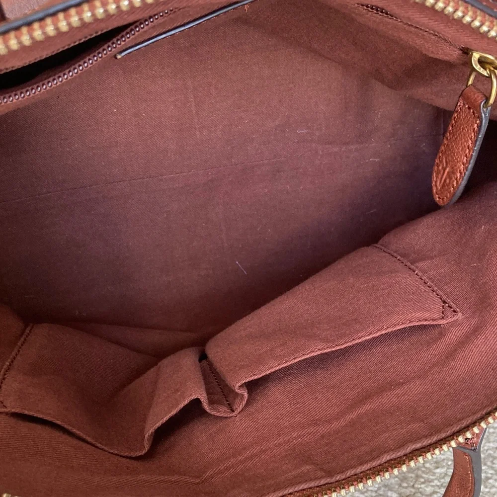 Frye Cognac Brown Leather Crossbody/Satchel Dome Bag with Gold Hardware - GUC - Picture 7 of 7